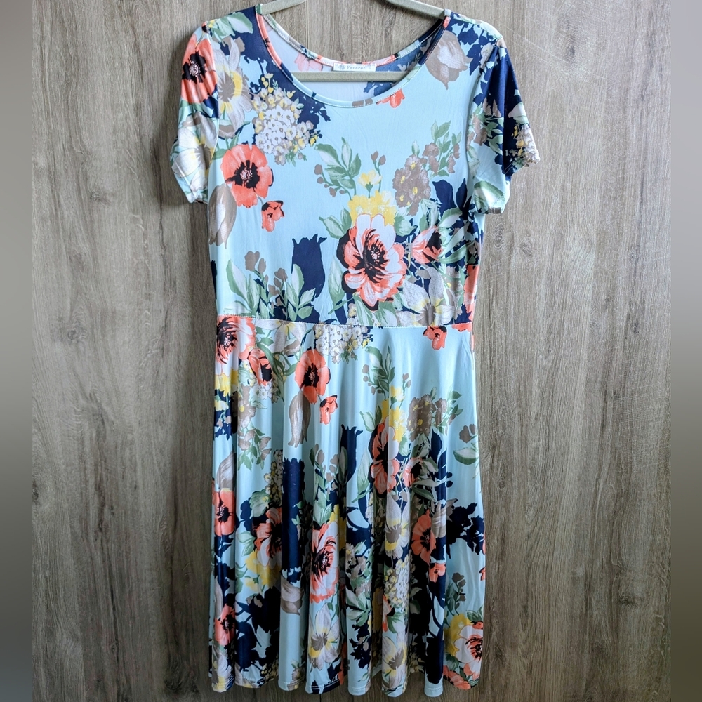 Floral Short Sleeve Midi Dress